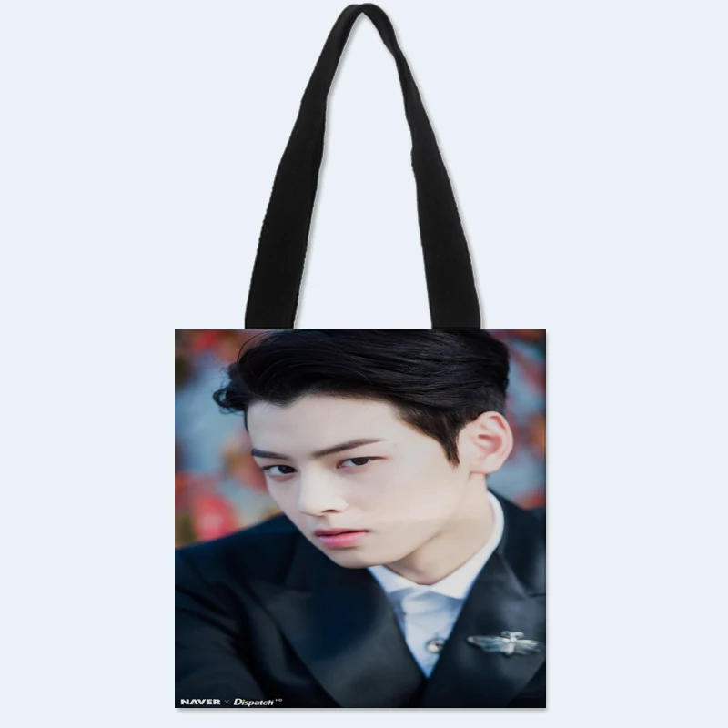 New Custom Astro Cha EunWoo printed canvas tote bag convenient shopping bag woman bag student bag Custom your image