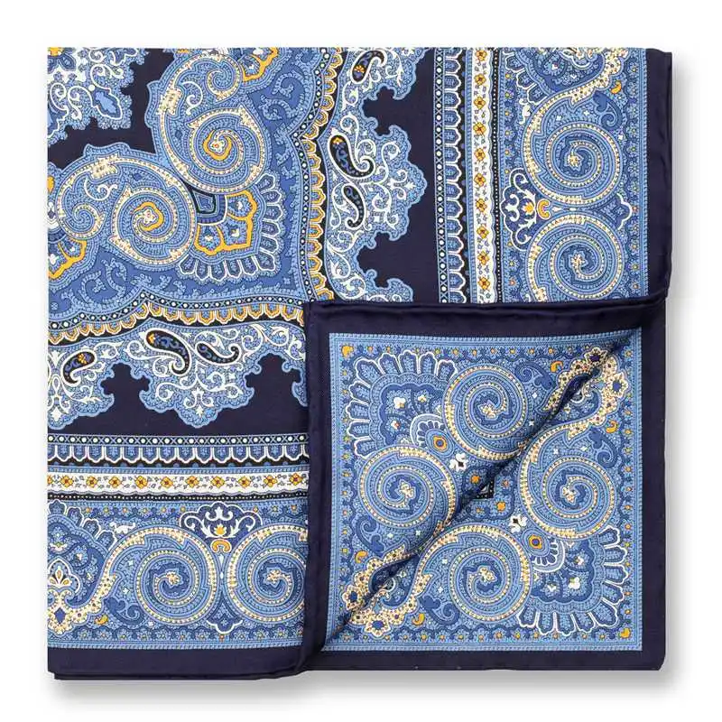 Luxury Fashion Paisley Print Hankies Mens Pocket Towel Men\'s Business Suits Pocket Square Handkerchiefs for Wedding 100% Silk