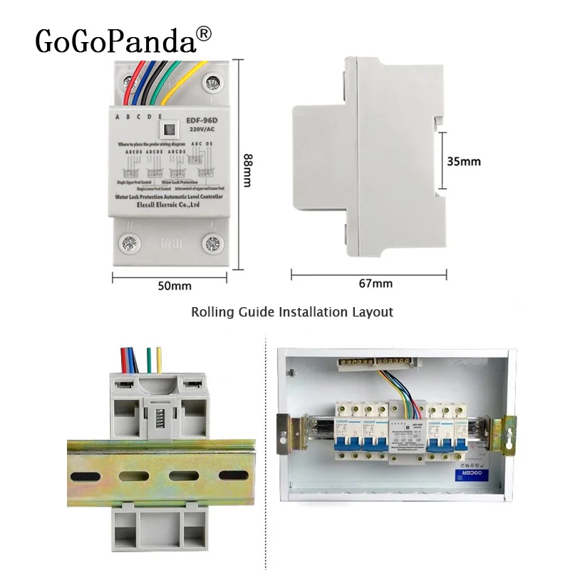 จัดส่งฟรี DF96D Auto Controller AC220V 5A Din Rail Mount Float Switch 3 Probes ปั๊ม