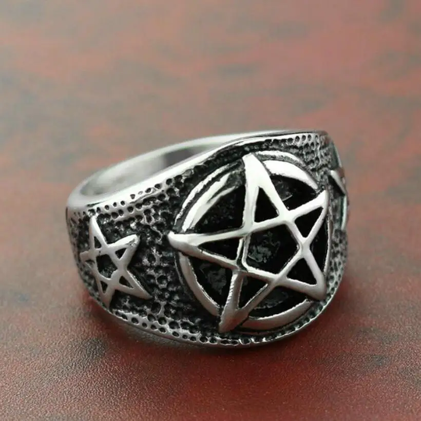 Stainless steel ring   Vintage fashion five-pointed star ring    Pentagram Religious Index Finger Ring