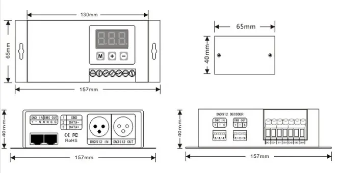 1X RGBW 4CH wall washer DMX512 decoder DC12-48V 350mA input