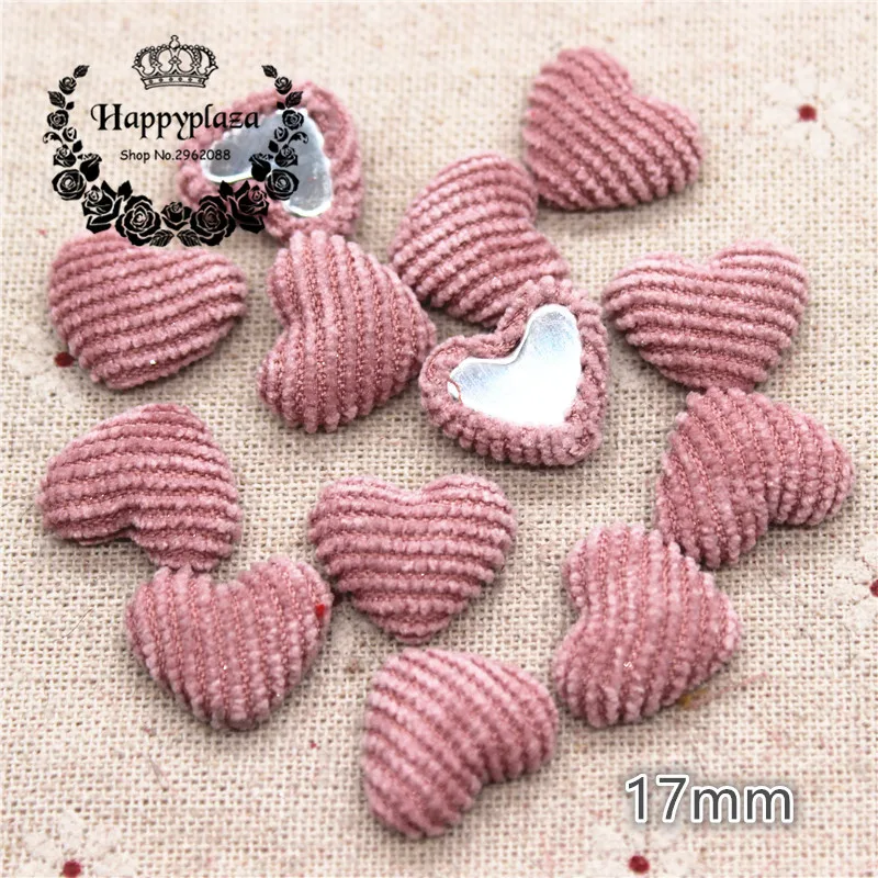 50pcs Hot Sale Mix Colors Corduroy Fabric Covered Heart Buttons Home Garden Flatback Cabochon Crafts Scrapbooking DIY,14*17mm