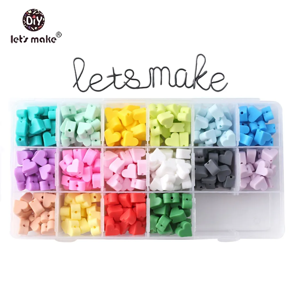 Let's Make Silicone Beads 20pc 14mm Heart Shaped Perle Baby Products DIY Necklace Nurse Gifts Teething Toy BPA Free Baby Teether