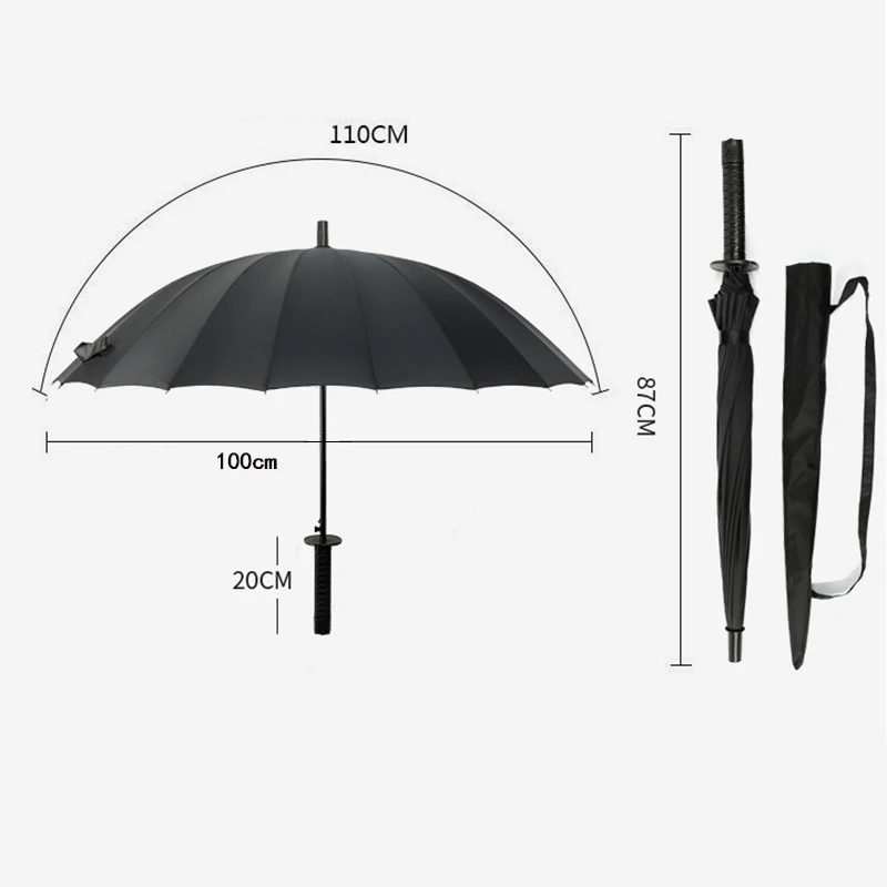 Creative Long Handle Samurai Sword Umbrella Japanese Ninja-like Large Windproof Sun Rain Straight Umbrella Auto Open For Man