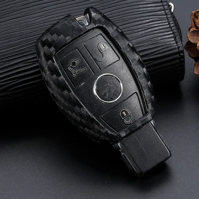 Черный силиконовый чехол WFMJ из углеродного волокна для автомобильного брелка для Mercedes Benz W211 W203 W204 W210 W211 AMG A B C E S ML GL CLA CLK C180