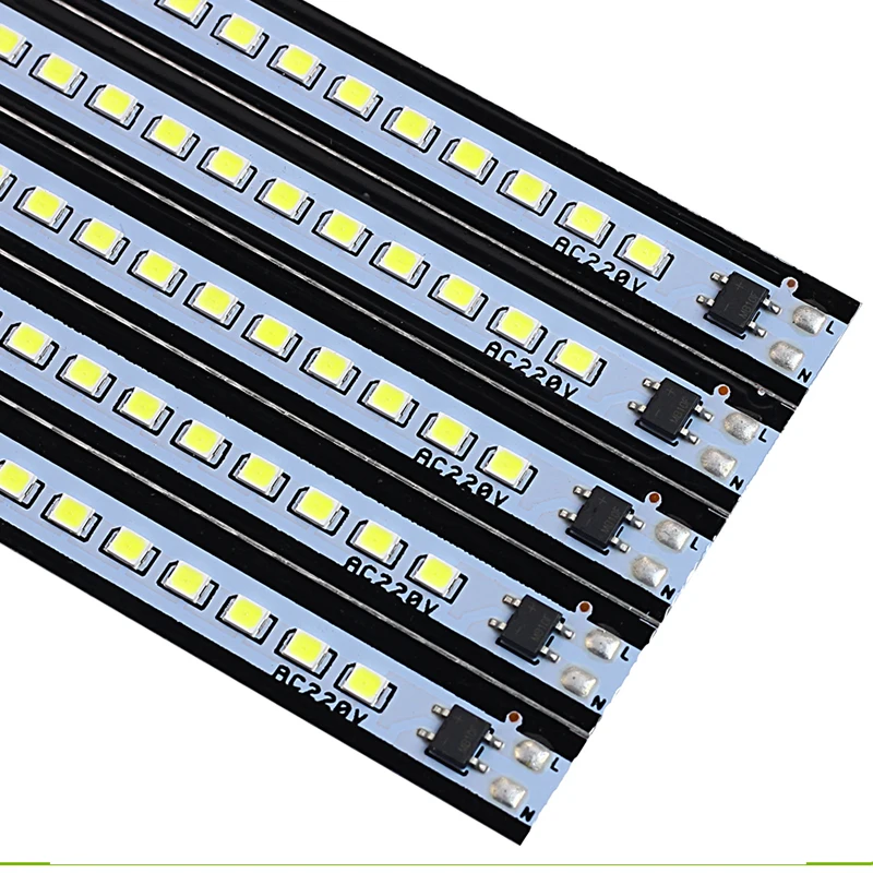 Barra de luces LED para armario, 220V, 2835 SMD, Blanco/blanco cálido, 10 unids/lote por paquete