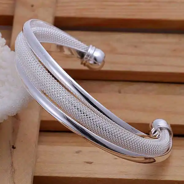 Fashion Silver Color Hypotenuse Network Bangle Bracelet For Women Jewelry Factory Price SMTB019