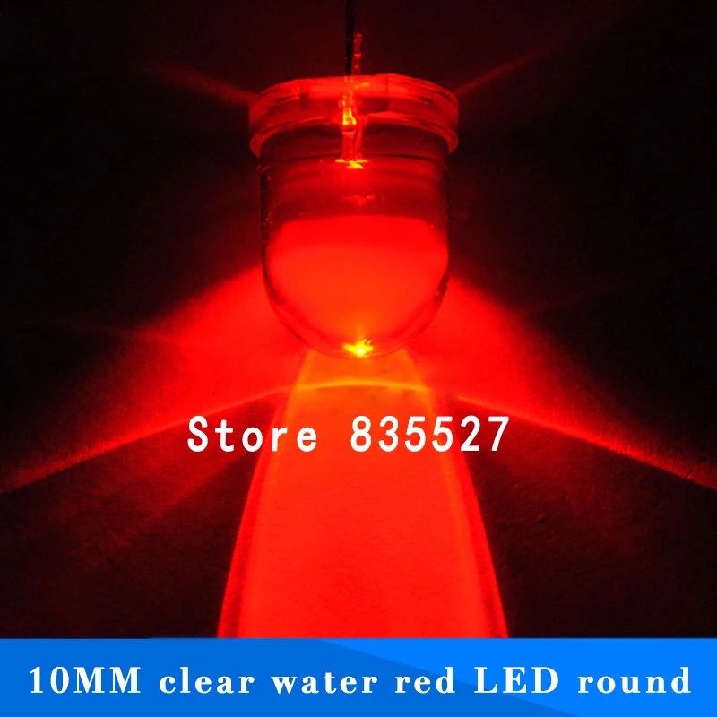 250pcs/lot F10 Round Water Clear 10mm Red LED Super Bright Light Lamp beads Emitting Diode Diodes DIP For DIY lights head