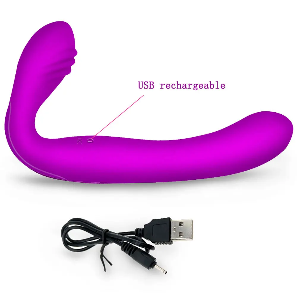 Khalesex Strapless Strapon Dildo Vibrator for Women 30 Speeds Silicone G Spot Clitoris Double Vibrating Adult Sex Toys for Woman