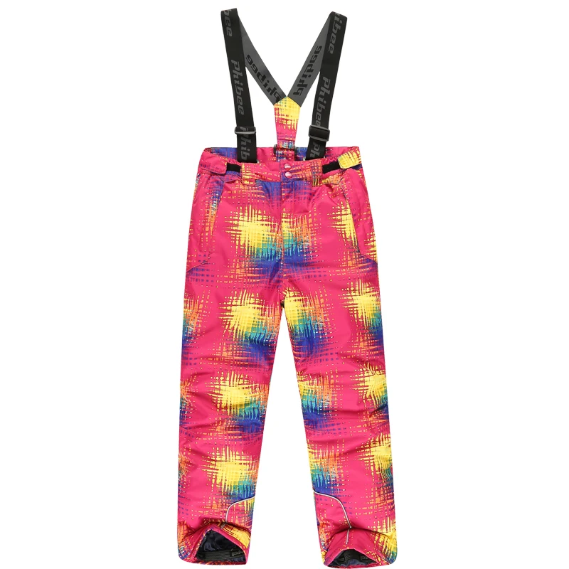 เครื่องตรวจจับสาวฤดูหนาวสกีกางเกง Windproof โดยรวมกางเกง Tracksuits สำหรับเด็กกันน้ำเด็กอุ่นเด็กหิมะสกีกางเกง