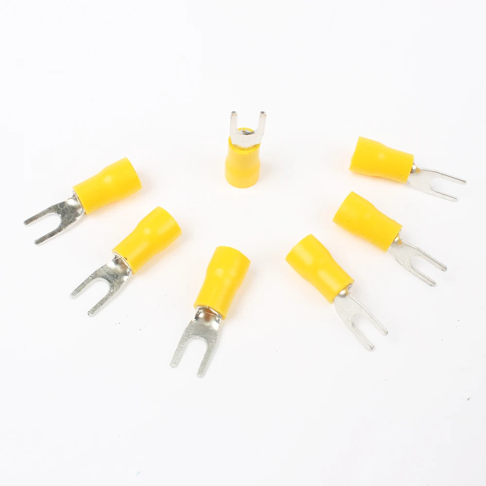 50PCS SV5.5-4 Yellow Furcate terminals Cable Wire Connector insulated terminal block 12-10AWG