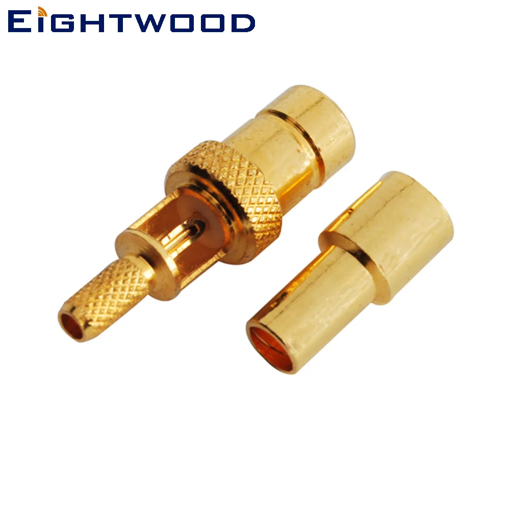 Eightwood 5PCS DAB DAB+ Antenna 75 Ohm SMB Jack Male RF Connector Straight Crimp Attachment for LMR-100 RG316 RG174 Coax Cable