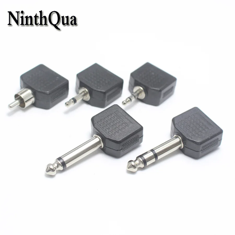 1pcs RCA / 2.5mm / 3.5mm / 6.35mm Male Plug to 3.5 mm Female Plug Audio Connector AV 1 to 2 Splitter Adapter