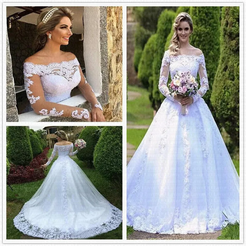 

Cheap Vestido De Noiva Country Long Sleeves Lace Wedding Dress Bridal Gowns Robe de Soiree