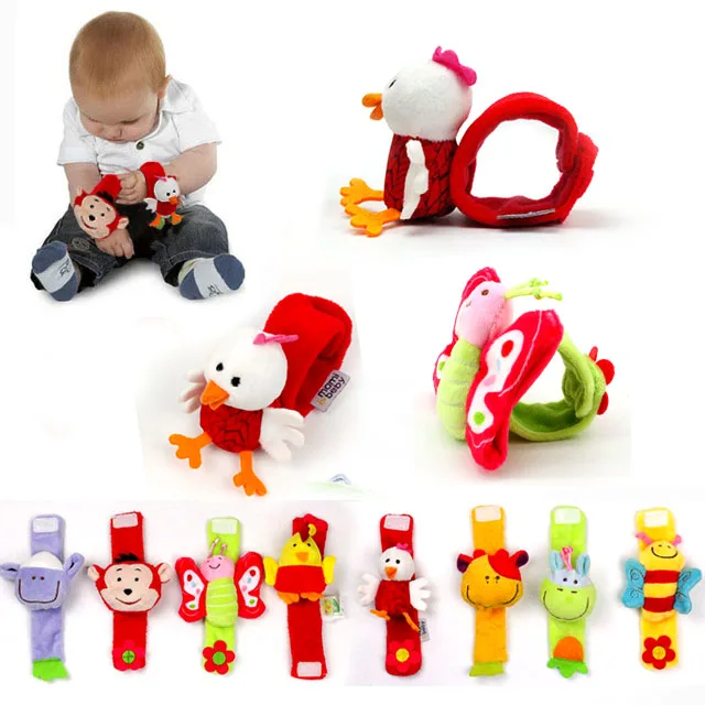 Infant Learning Toy Infant Newborn Baby Wrist Watchs Baby Toy Hand Wrist Strap Soft Animal Baby Rattles Christmas Gift I0044