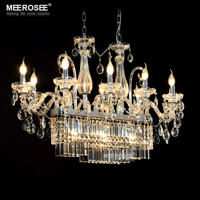 

Gorgeous Rectangle Crystal Chandelier Light Fixture 13 Lights Glass Chandelier Lighting Lustre Hanging Dining room drop Lamp