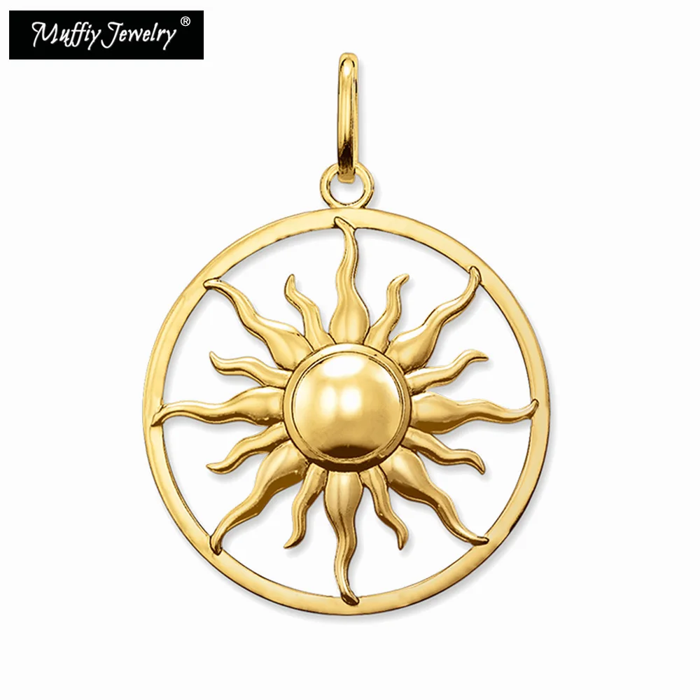 Ciondolo sole dorato 925 Sterling Silver Glam accessori per gioielleria raffinata Fit collana europa Styling regalo alla moda per donna uomo amante