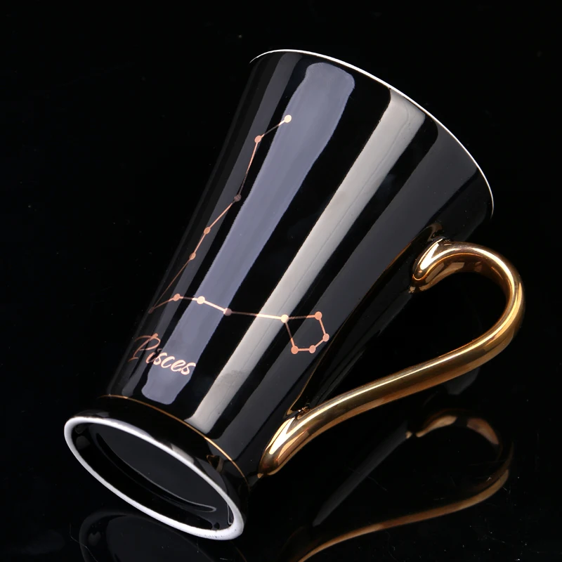 Constellation Theme Ceramic Coffee Mug with Lid and Spoon, Christmas Gift for Friends, L2283