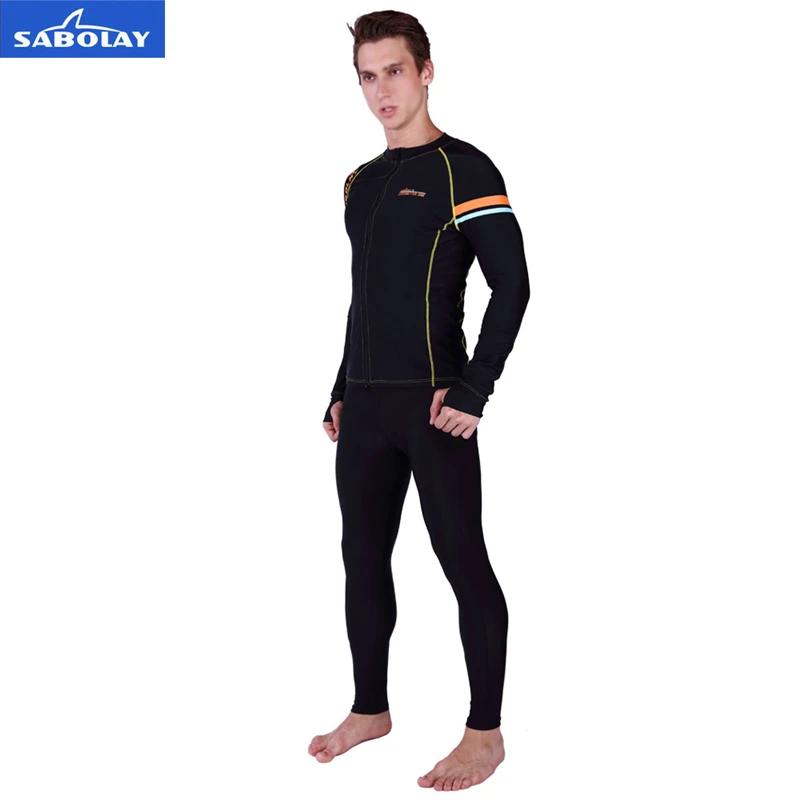 SABOLAY Women Men Swim Lovers Rash Guards Shirts Surfing Cardigan Super Elastic Large Size With Lycra Soft Zipper Shirts Pants