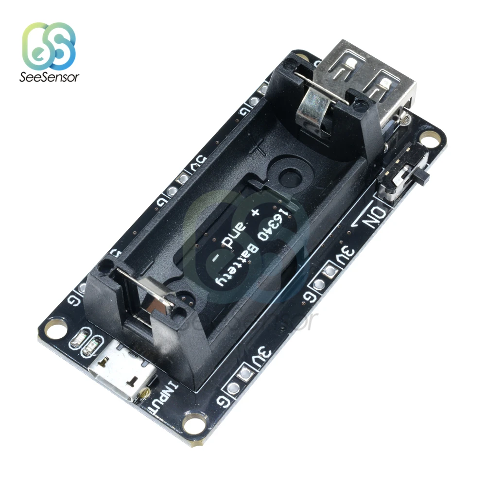 16340 Rechargeable Lithium Battery Charger Shield Board ESP8266 ESP32 Power Bank Module Dual Output 3.3V 5V