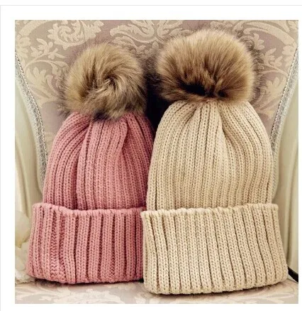 

Free shipping Pure color sets flanging hat the new 2014 thickening high spring warm badminton ball ladies knitted hats