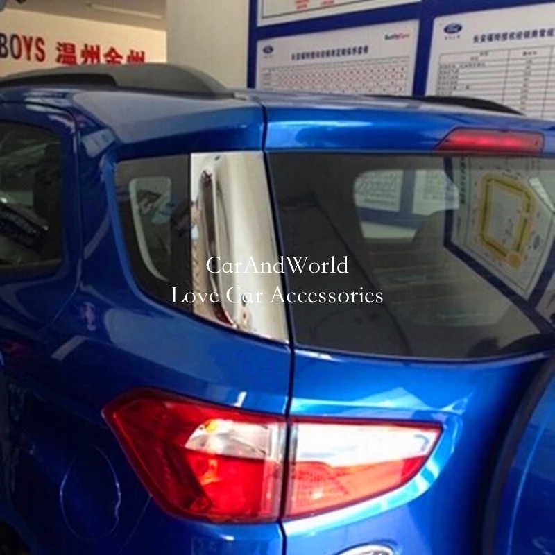 For Ford Ecosport 2013-2017 Tail Rear Window Sequins Spoiler Trims Side Decoration Cover ABS Chrome Car-styling Accessories