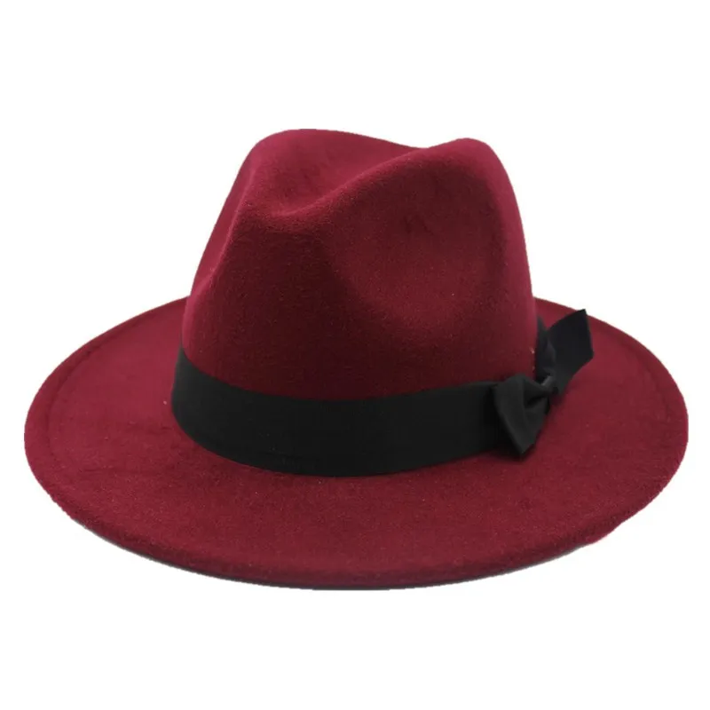 Ozyc 2018new Lente Brede Rand Fedora Mannen Vrouwen Vintage Jazz Hoeden Mode Sterren Wolvilt Hoed Unisex Zwart Vilt Bowler trilby