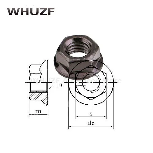 M3 M4 M5 M6 M8 M10 M12 Black Zinc Hexagonal Flange Nut / Flower Nut / Anti-skid Anti-loose