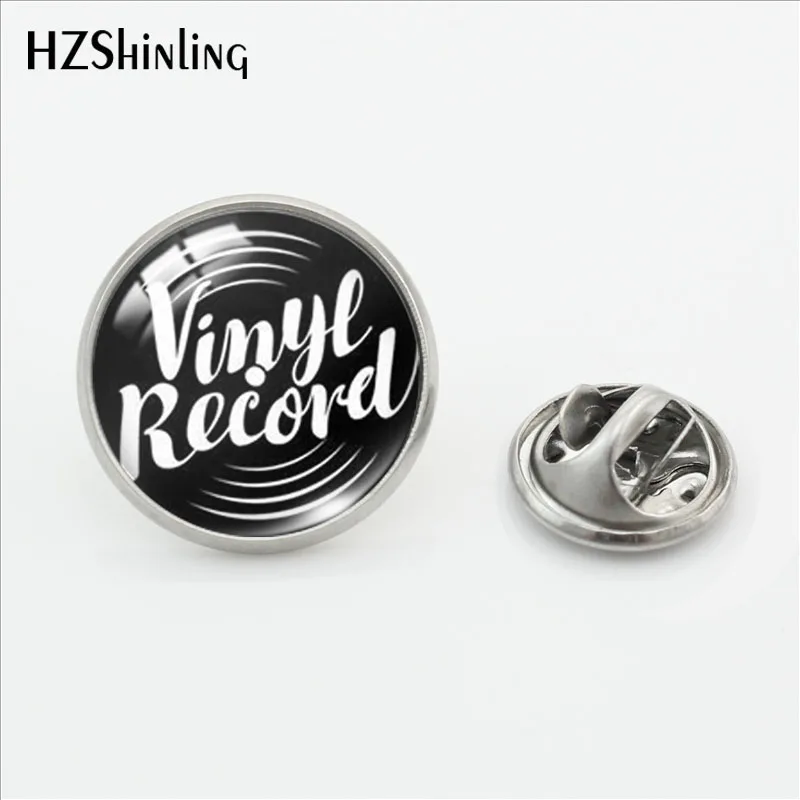 2019 New Vinyl Record Pin Funny Painting Lapel Pin Stainless Steel Glass Dome CD DJ Jewelry