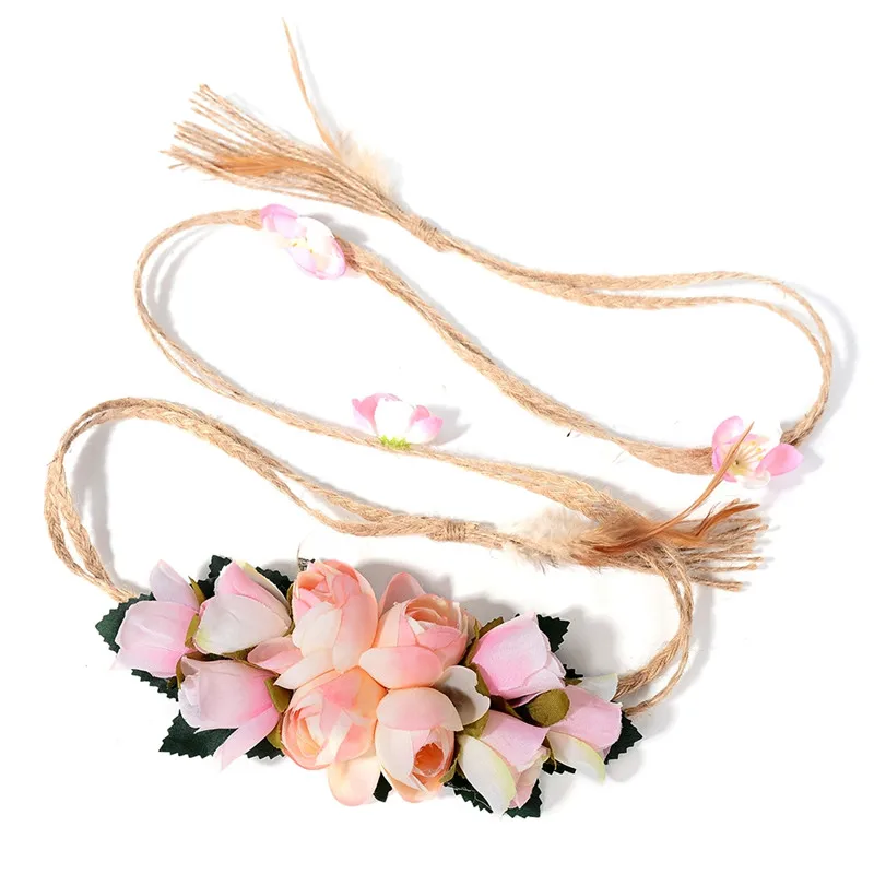 Pinksee Newest Exquisite Elegant 8 Styles Flower Waist Chain for Female Ladies Fine Dress Belt Braid Decoration Trendy Jewelry