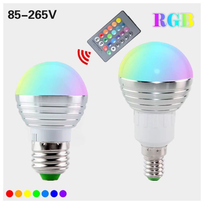 Светодиодная RGB лампа E27 E14 AC85-265V 5 Вт, светодиодная RGB-лампа с регулируемой яркостью, волшебное праздничное RGB Освещение + ИК-пульт