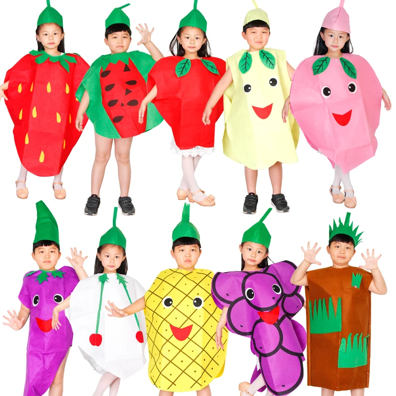 Fruits Vegetables Costumes Children Kids Clothes Cosplay Masquerade Performances Party Activities Show party activities