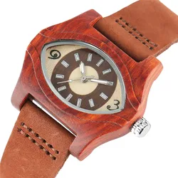 Pulseras de mal de ojo turco para mujer y hombre, relojes de madera, cuero genuino, reloj de cuarzo étnico Vintage, relojes de pulsera de Bambú