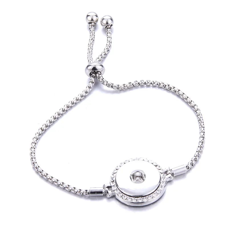 Hot Sale Snaps Jewelry Adjustable Snap Button Bracelet 18mm 12mm Metal Snap Button Charms Bracelets For Women