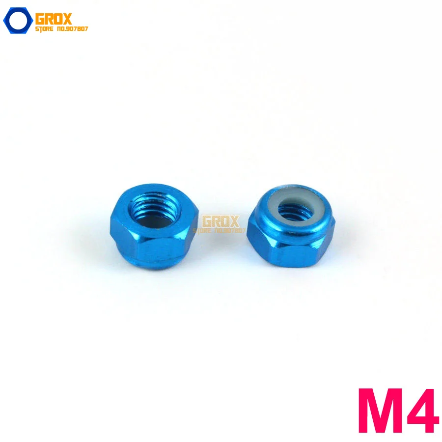 20 Pieces M4 Sky Blue Hex Nylon Lock Nut Aluminum