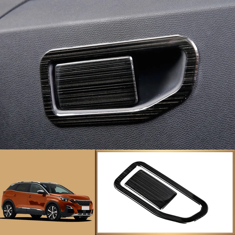 LHD! Car Accessories for Peugeot 3008 5008 GT 2017 2018 2019 2020 Stainless Steel Interior Glove Box Handle Cover Trim 2pcs