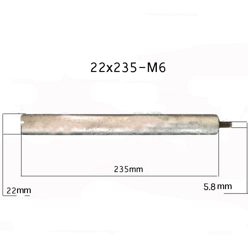 

22*235mm-M6 Magnesium Anode Rod for Solar Water Heater Systems With 1" Copper Nut