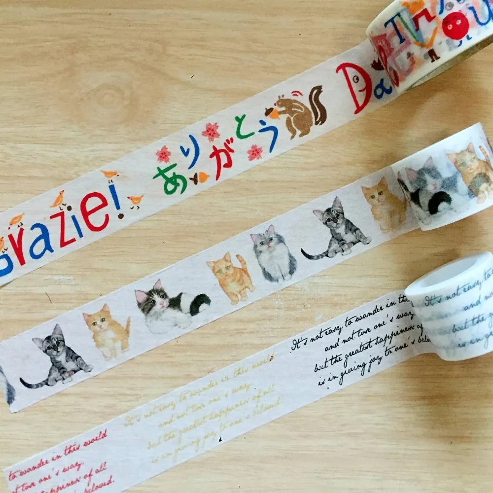 

Free shipping 30mm*5m/28mm*5m high quality washi tape/Beautiful Cat and English and Cartoon letter masking japan washi tape