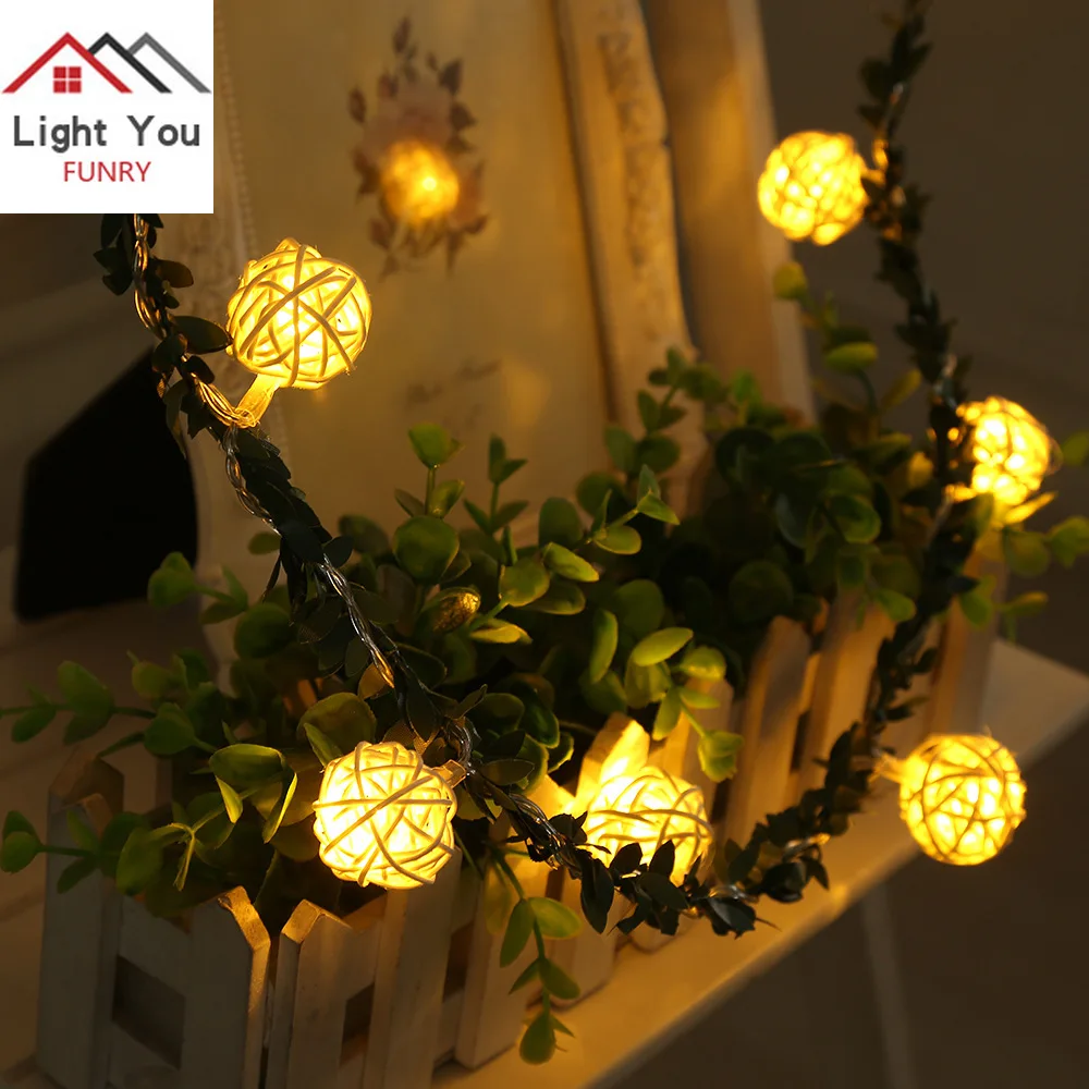 Kerst Decoratie 2.2 Meter 20led Rotan Bal Ronde Cane Combinatie Licht String Halloween Interieur Light String