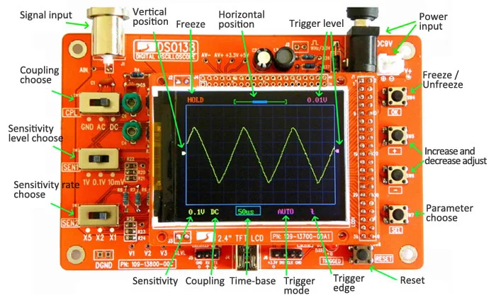 DSO138 Digital Oscilloscope Diy Kit Osciloscopio Handheld Oscilloscope Portable USB Diagnostic Tool Oszilloskop Osciloscopio