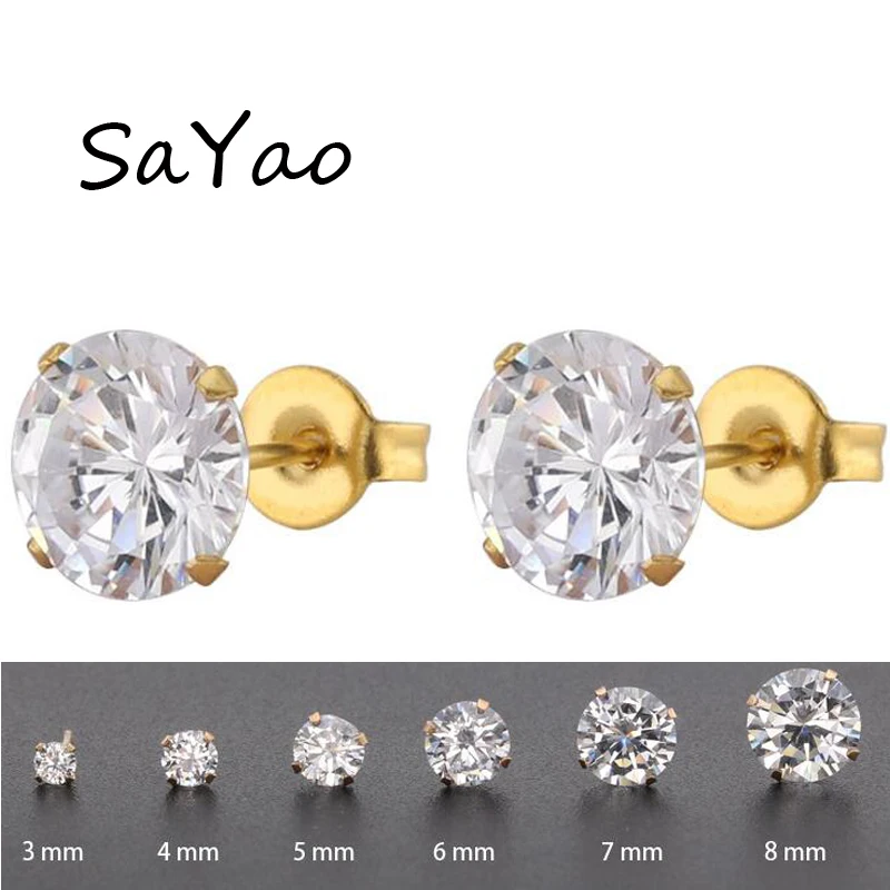 SaYao 1 Paia Chirurgico In Acciaio Inox Orecchino Della Vite Prigioniera Trasparente di Cristallo Rotondi Trago Orecchini Cubic Zirconia Amore Helix