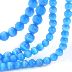 OlingArt 4/6/8/10/12MM New 5AAA+ Opal Natural Cat Eye Beads blue color for Making Jewelry  For Jewelry Making Bracelet Necklaces