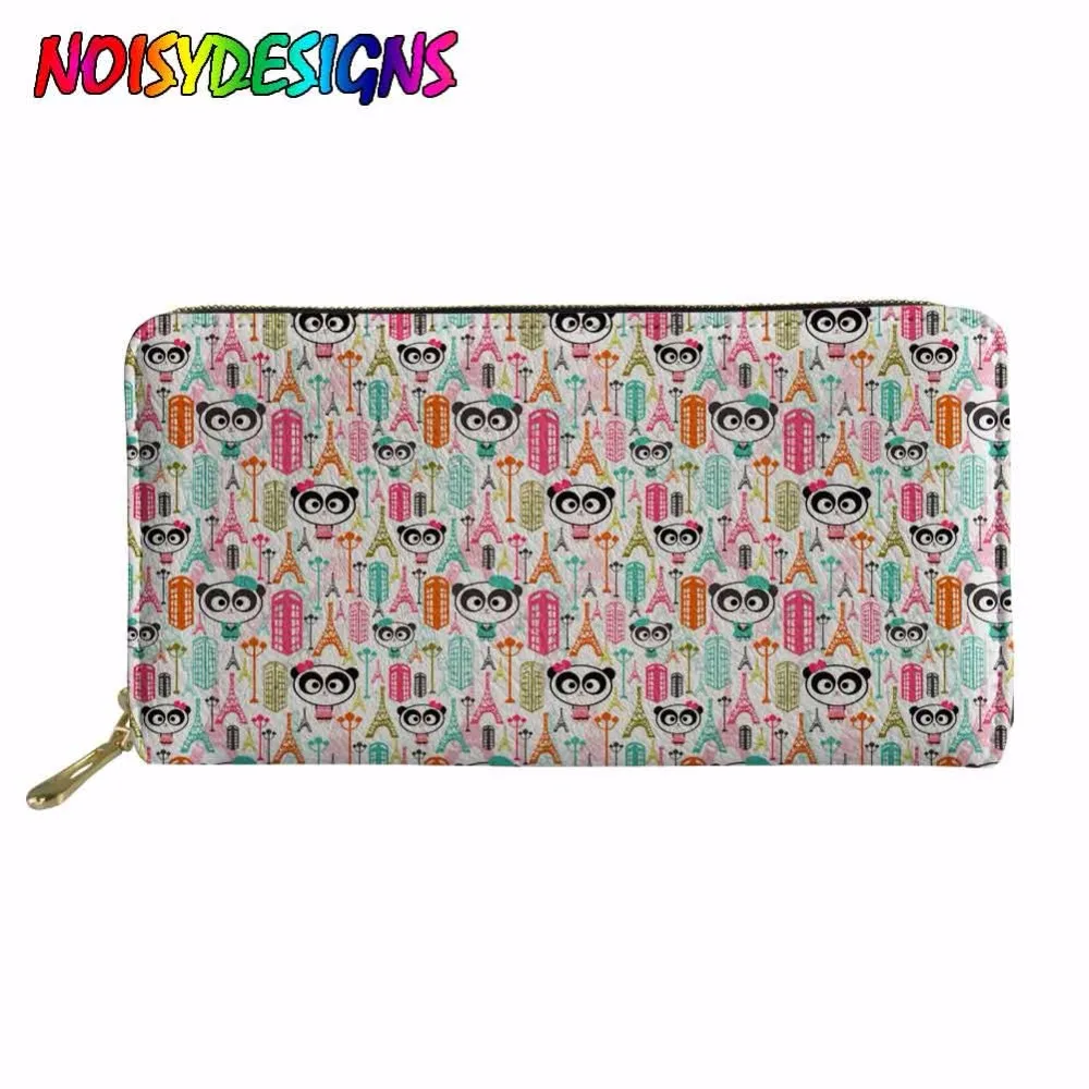 

NOISYDESIGNS Wallet for Credit Cards Cute Paris Panda Print Card Holder Coin Pocket Canta Portfel Money Purse for Females Girls