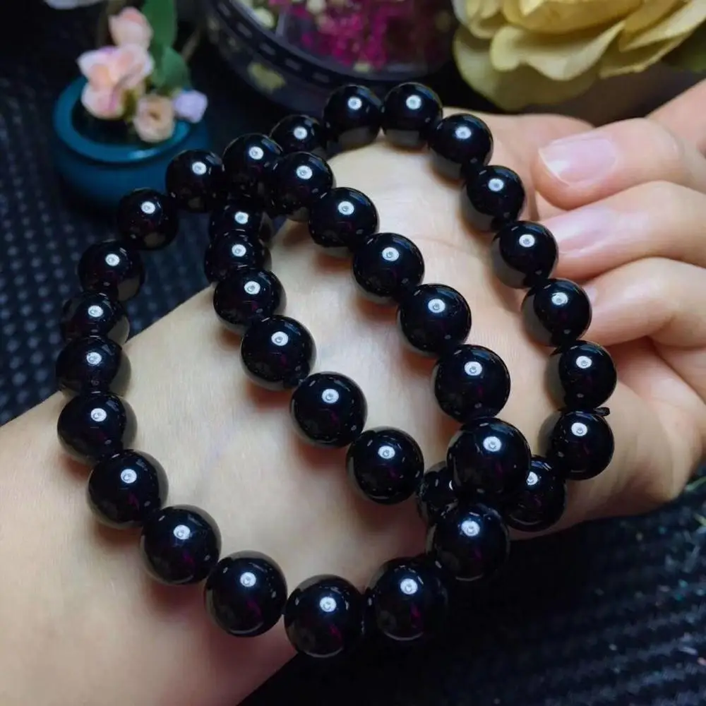 Natural A Grade Black Tourmaline Bracelet Women Men, Healing Crystals, Yoga Meditation Jewelry, Protection-Emotional Stability