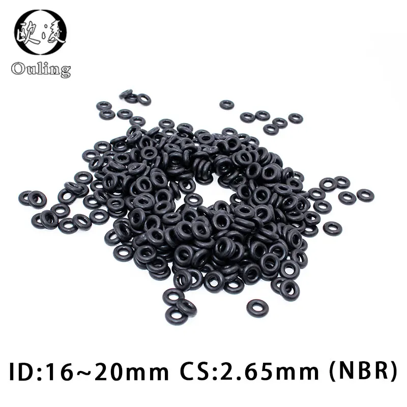 

50PCS/lot Rubber Ring NBR Sealing O-Ring 2.65mm Thickness ID16/17/18/19/20mm Nitrile O Ring Seal Gasket Rings Oil resistance