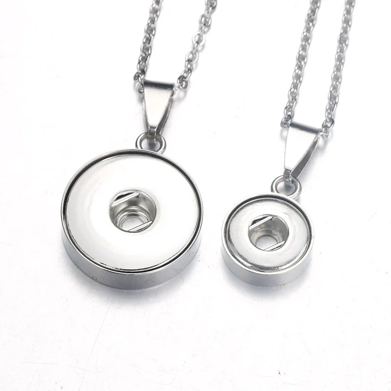 Stainless Steel Snap Button Jewelry Pendant Necklace with Link chain Fit 18mm&12mm Snap Necklace Jewelry Women 2290