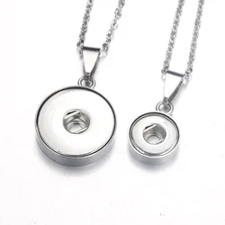 Stainless Steel Snap Button Jewelry Pendant Necklace with Link chain Fit 18mm&12mm Snap Necklace Jewelry Women 2290