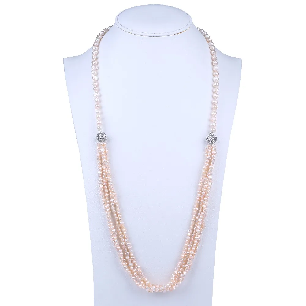 

Pink Freshwater Pearl Beaded Long Or Chocker Necklace For New Year Gifts DIY