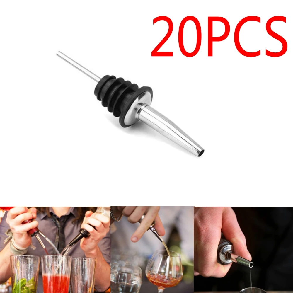 2018 Hot Sale 20Pcs Stainless Steel Liquor Spirit Pourer Flow Wine Bottle Pour Spout Stopper Barware Free shipping