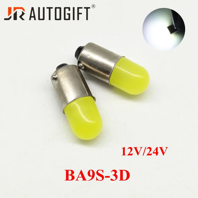 200Pcs 12V 24V BA9S 3D T4W 363 1895 Super Bright Round 3D COB LED Car License Plate Light Auto Interior Door Lamp Bulb White